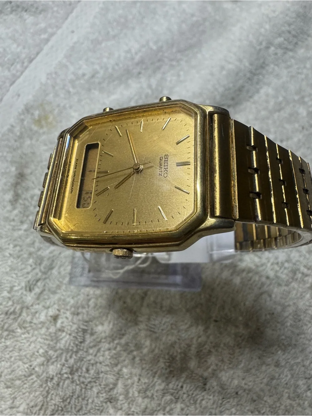 Seiko Gold Tone Analog-Digital Watch